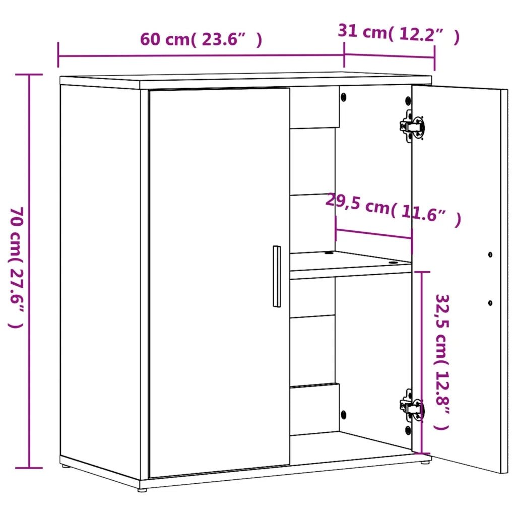 Credenze 2 pz Bianche 60x31x70 cm in Legno Multistrato 3276539