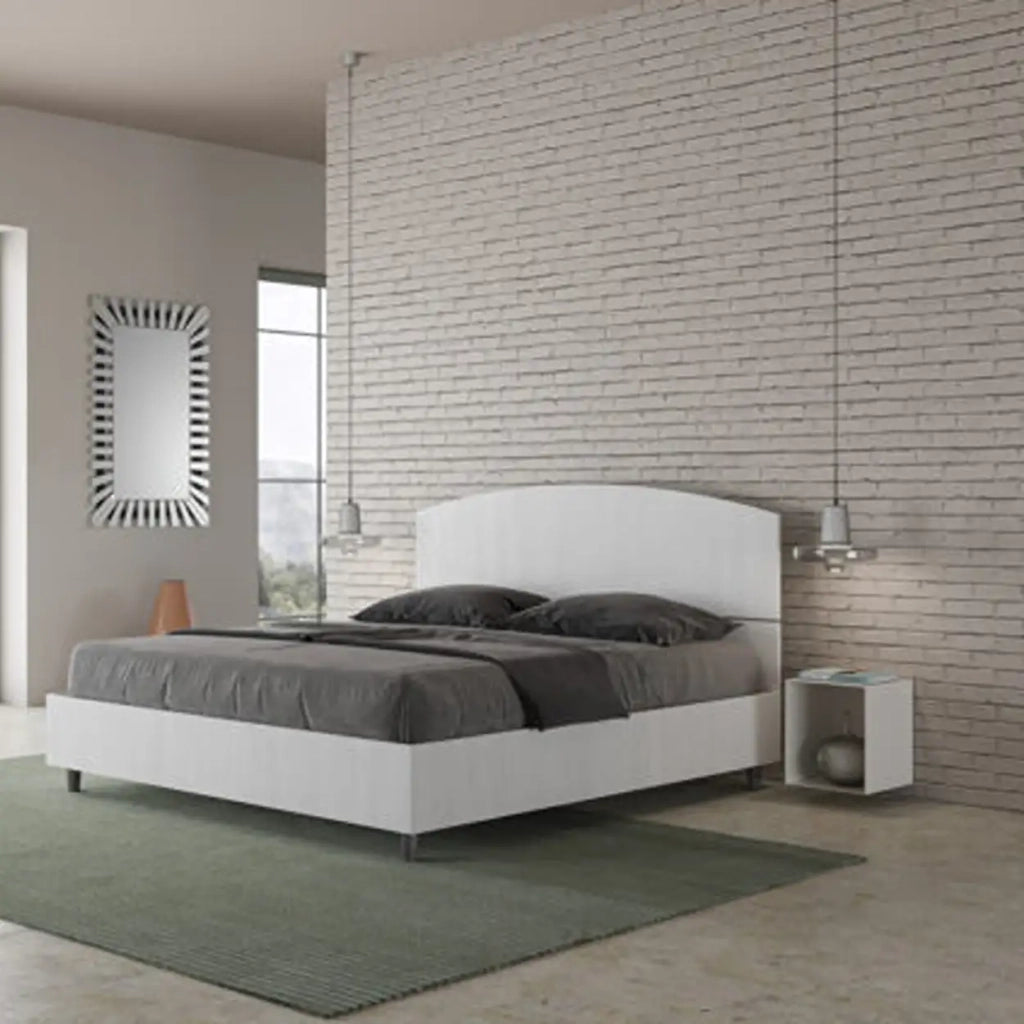 Letto matrimoniale contenitore 160x200 bianco frassino Dora