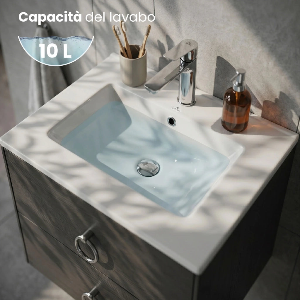 Lavabo incasso rettangolare NORDIS ceramica 61 cm Bianco