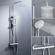 colonna doccia rotonda completo di miscelatore termostatico cilindro, soffione rotondo 20x20cm, cromo