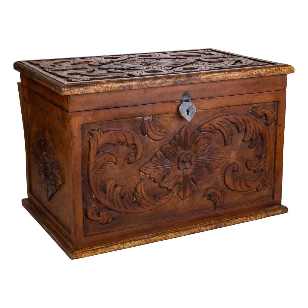 Baule in legno fatto a mano marrone 70x50x50h