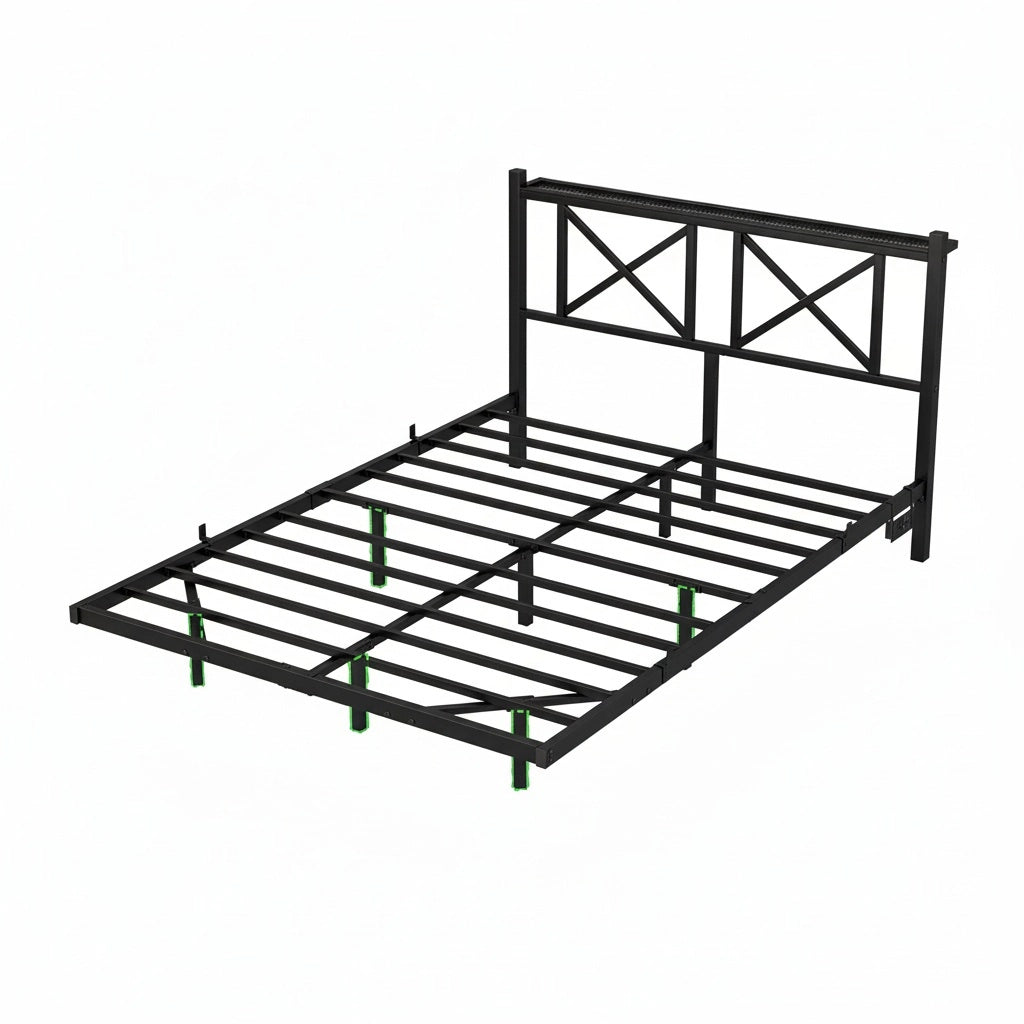 Letto doppio 140x200cm - Xylo - LED USB sospeso facile montaggio