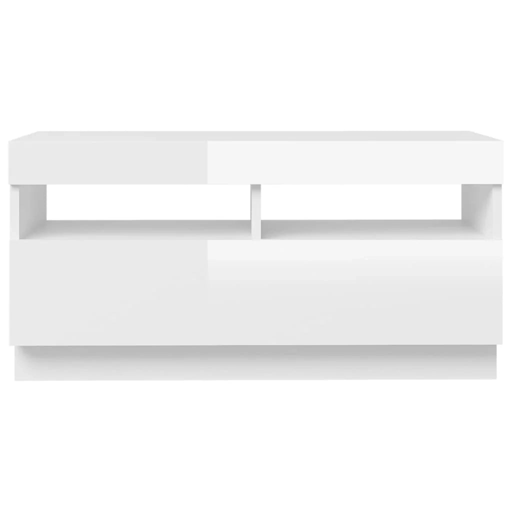 Mobile TV multimediale mensola TV credenza mobile TV per sala da pranzo soggiorno camera da letto con luci LED finitura lucida 80 x 35 x 40 cm bianco 02_0026659