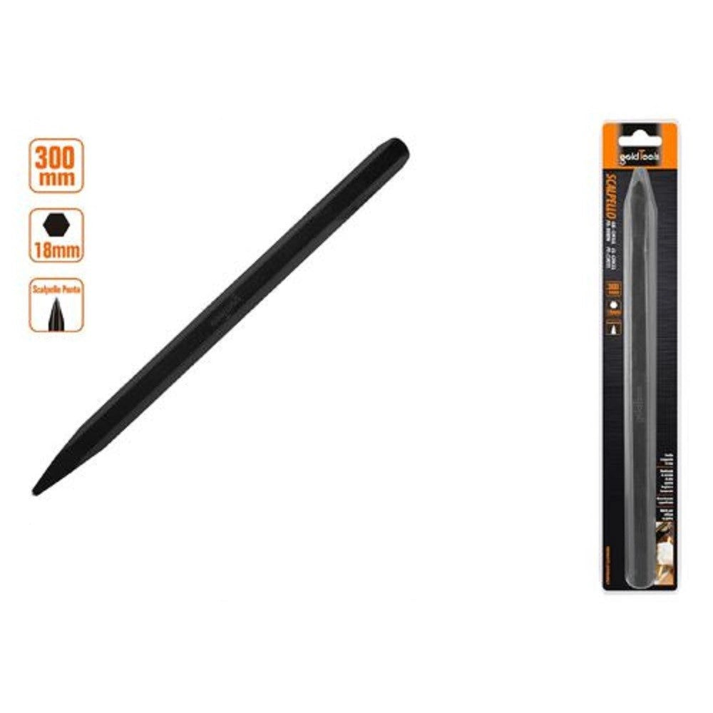 Trade Shop - Scalpello A Punta Attacco Esagonale In Acciaio 300x18mm Utilizzo Su Pietra 57021 -