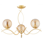 Plafoniera decorativa oro, sfere ambra 3xE14 Alfa Elita