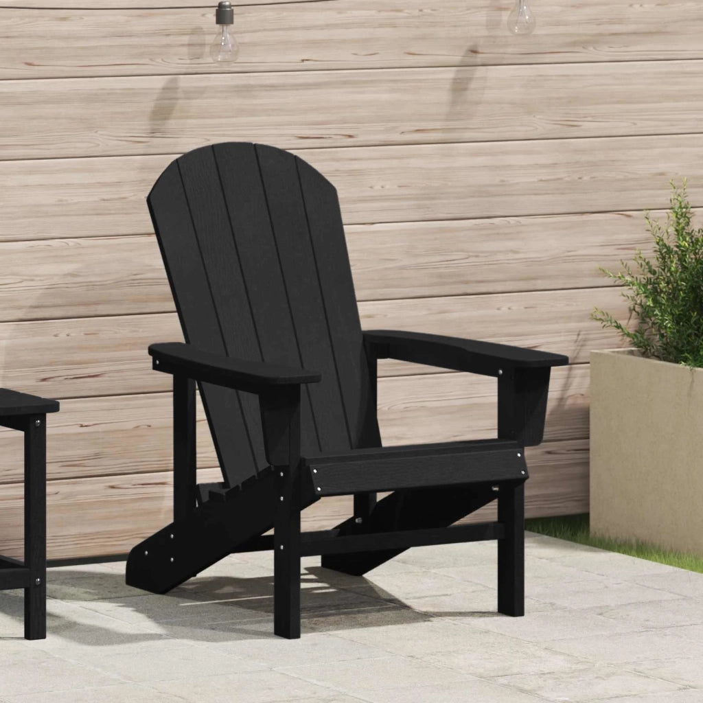 Sedia da Giardino | Sedia Adirondack Nero 82 x 74 x 92 cm HDPE