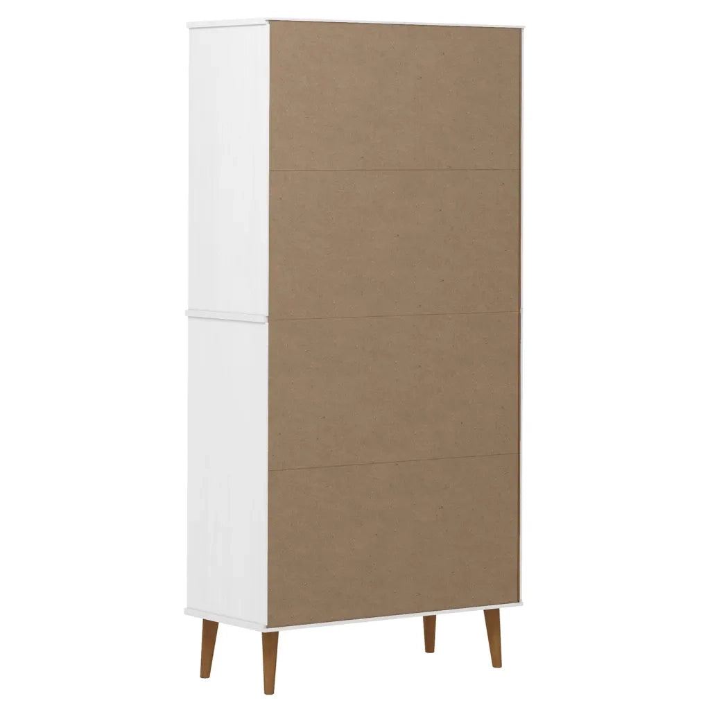 Libreria-Scaffale per Libri-Mobile di Stoccaggio MOLDE Bianca 85x35x170,5 cm in Legno Massello di Pino