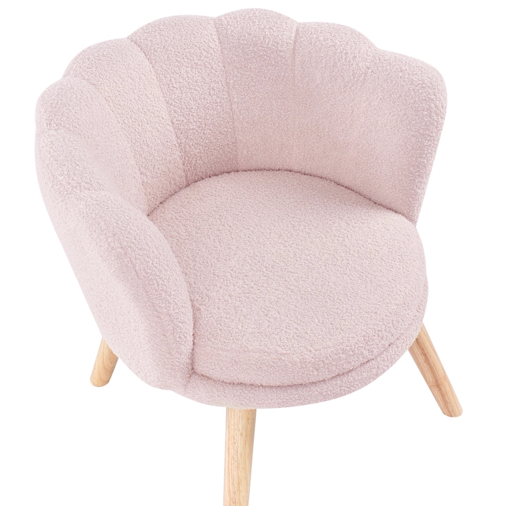 Poltrona per bambini con gambe in legno bouclè rosa pastello cameretta