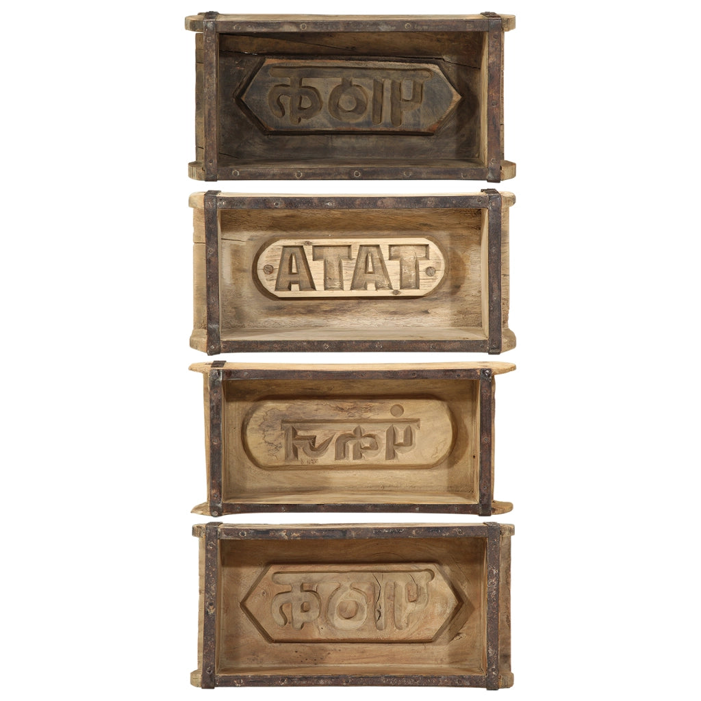 Vassoi 4 pcs 30x15x9 cm Legno Massello Recuperato