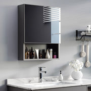 Armadietto bagno sospeso con specchio in acciaio inox nero