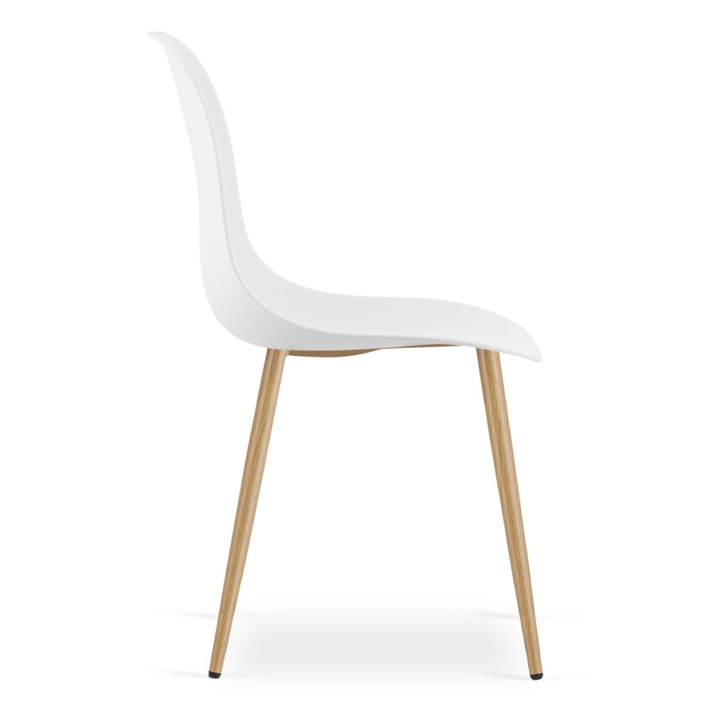 Set di 2 sedie scandinave WAT bianche con gambe effetto legno