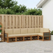 Set di divani da esterno 6 pcs Naturale e Beige Poliestere