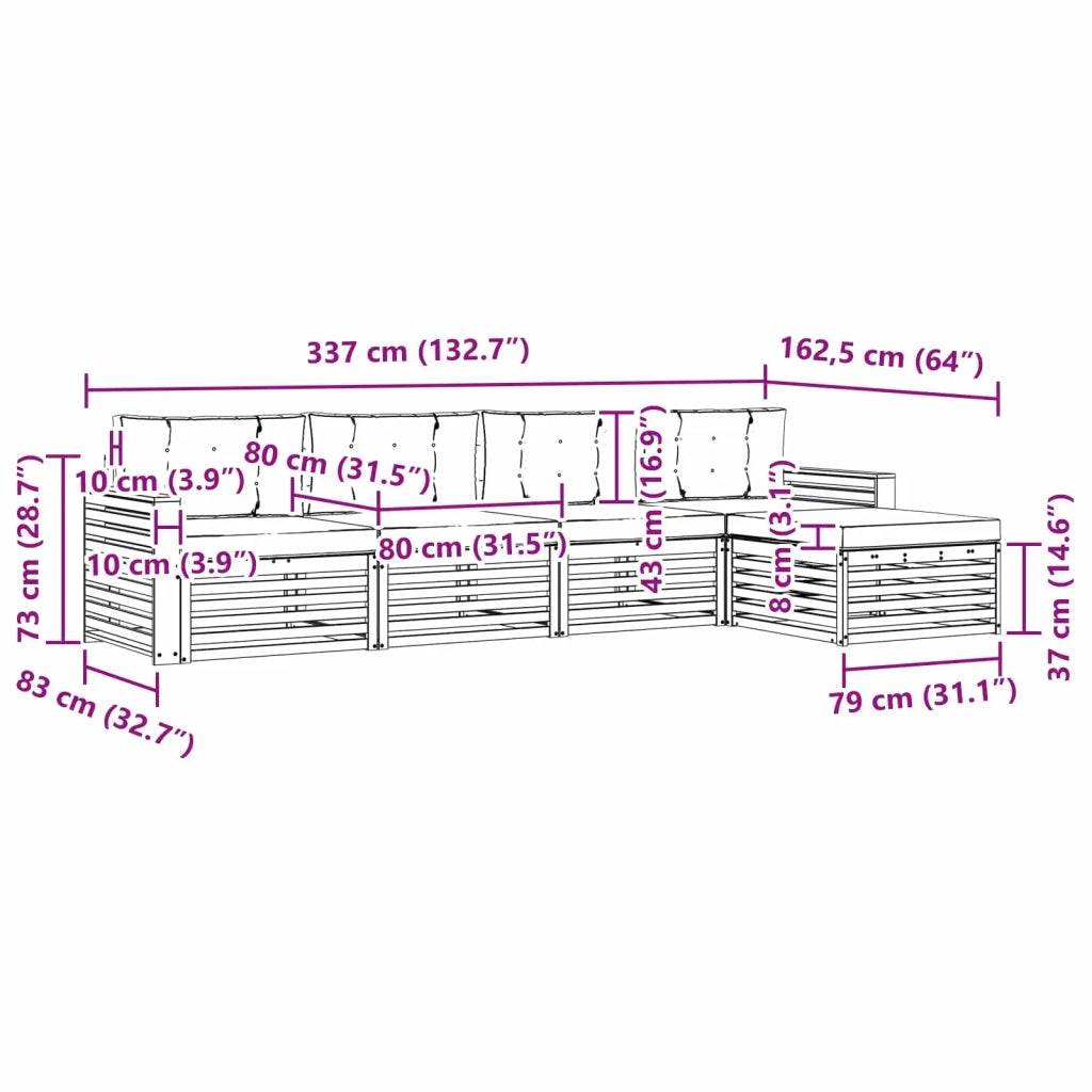 Set di divani da esterno 5 pcs Grigio Naturale e Chiaro 3373306