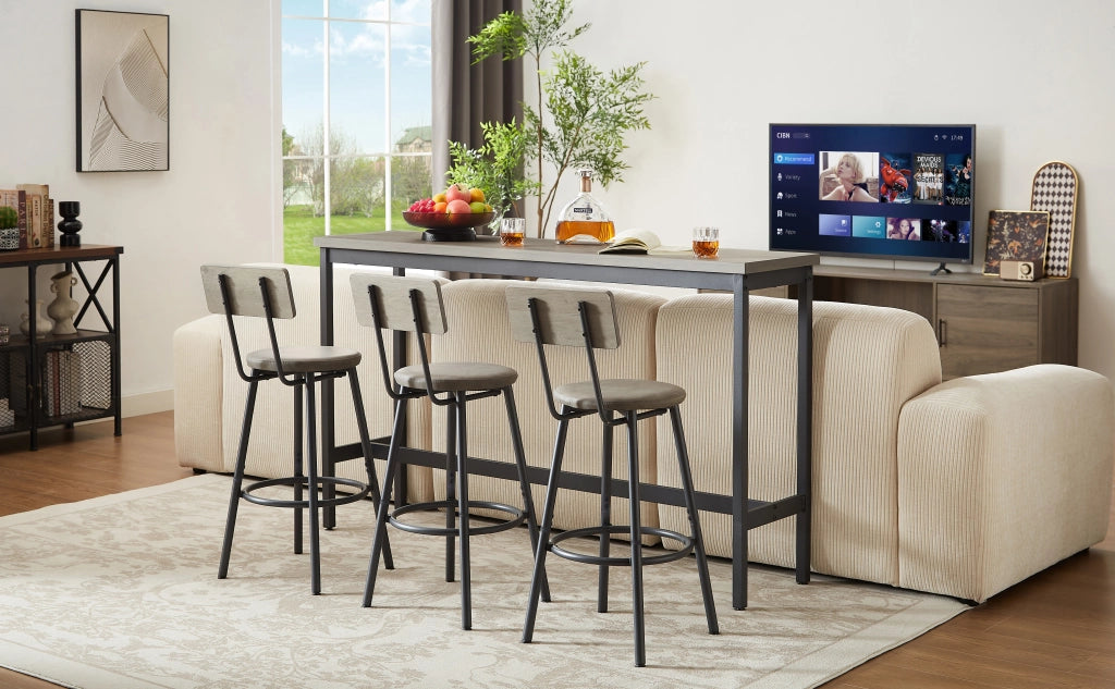 TAVOLO ALTO 160x40x95,5 cm Grigio e Nero Set da 3 unità