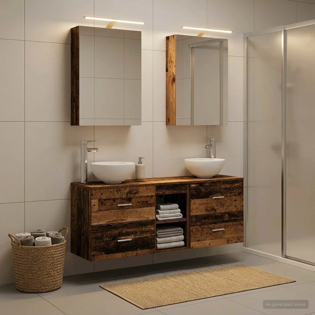 Set di Armadi da Bagno 5 pcs Legno antico 50 x 14,5 x 70 cm 3406677
