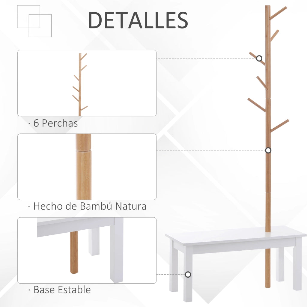 Appendiabiti con panca e scaffale ¨C zephmum ¨C Bamb¨´ e MDF 80x30x180cm