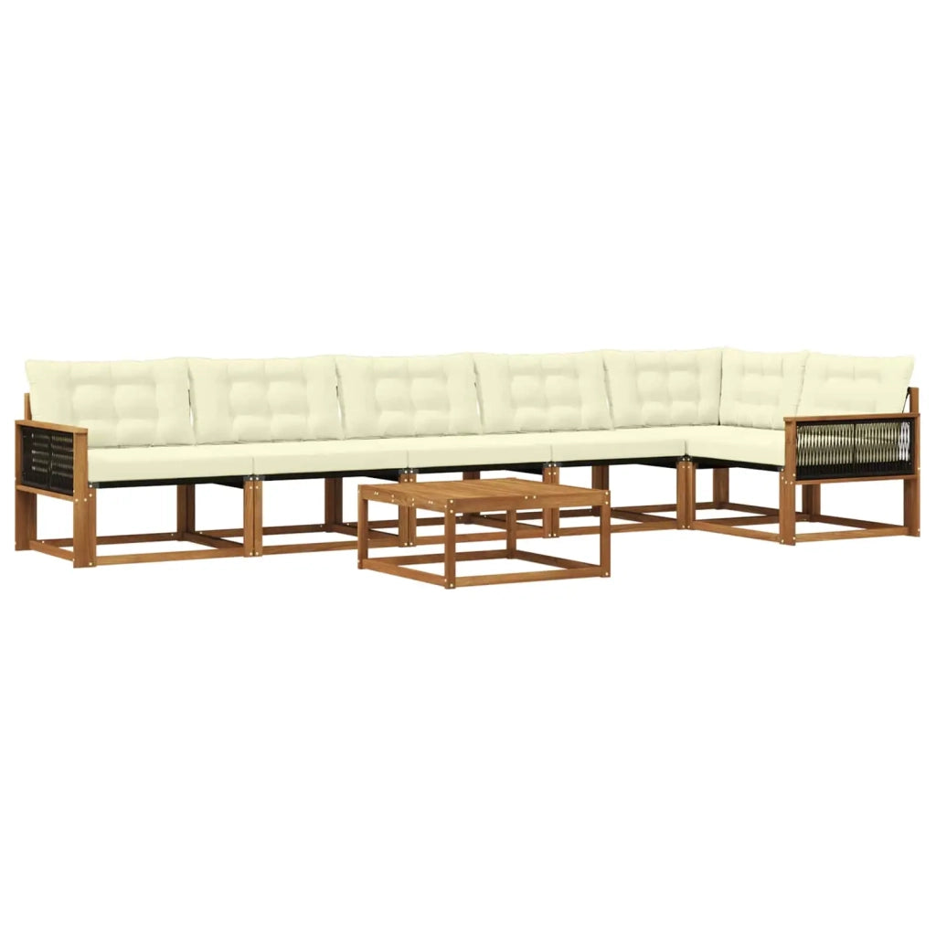 Set di divani da esterno con cuscino 7 pcs Naturale e Crema