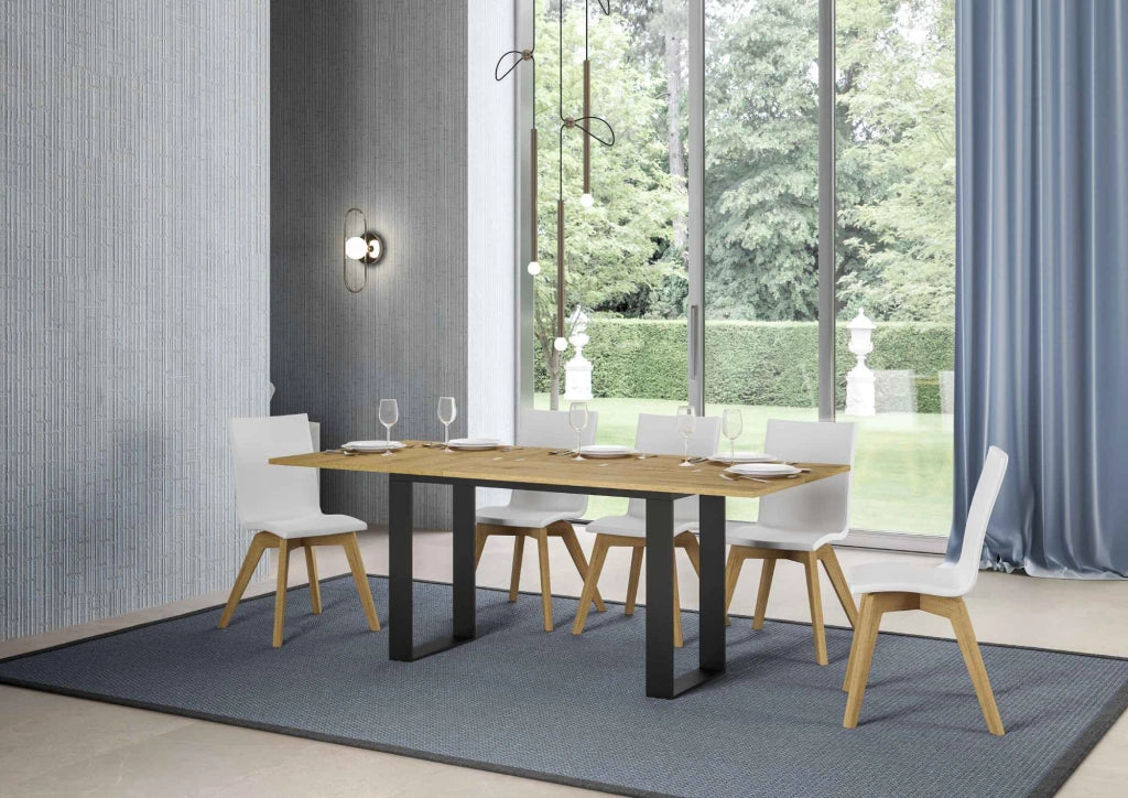 Tavolo Salvaspazio Allungabile 120/200x45/90x80/78 cm Tecno Double Quercia Naturale