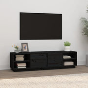 Mobile Porta TV Nero 156x40x40 cm in Legno Massello di Pino 814458