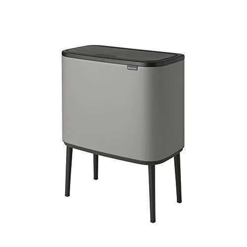 Brabantia 127229 Bo Pattumiera 3x11L Apertura Soft-Touch Gambe Regolabili colore Grigio Mineral Concrete