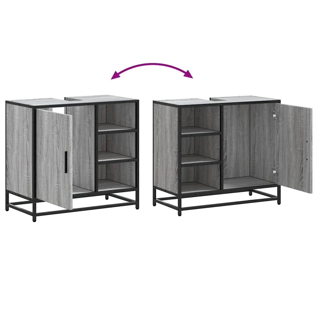 Mobile Lavabo Bagno Grigio Sonoma 65x33x60 cm Legno Multistrato 849287