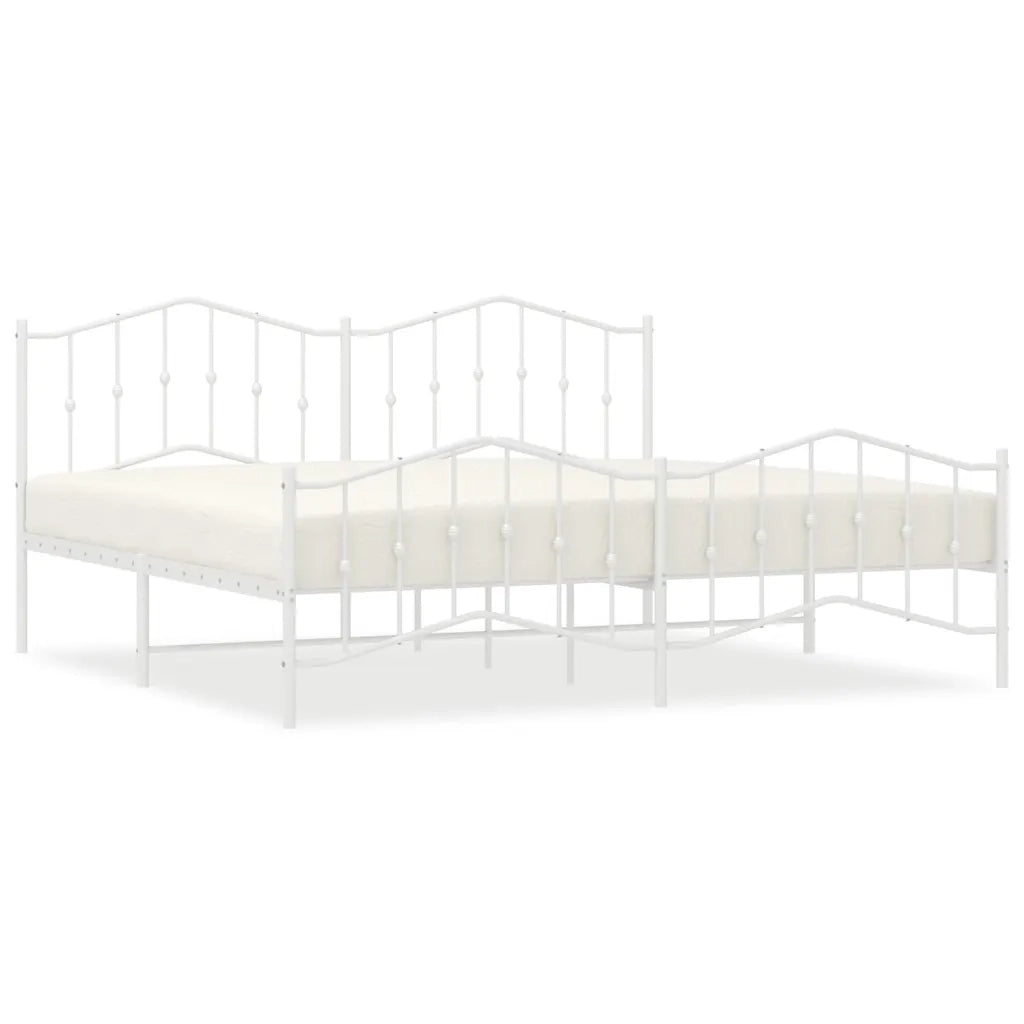 Giroletto con Testiera e Pediera-Struttura Letto Metallo Bianco 193x203 cm 731611