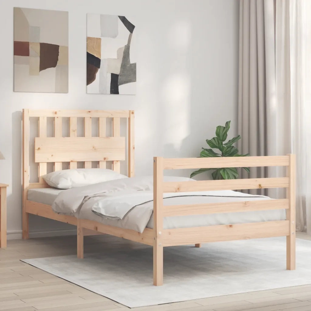 Giroletto con Testiera-Struttura Letto con testiera 90x200 cm in Legno Massello 778831
