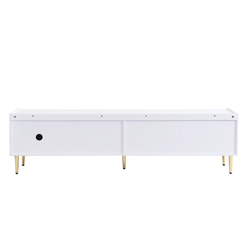 Mobile TV ULEVR 170x35x47,5 cm con ante scolpite 3D, vani interni e passacavi, bianco e oro