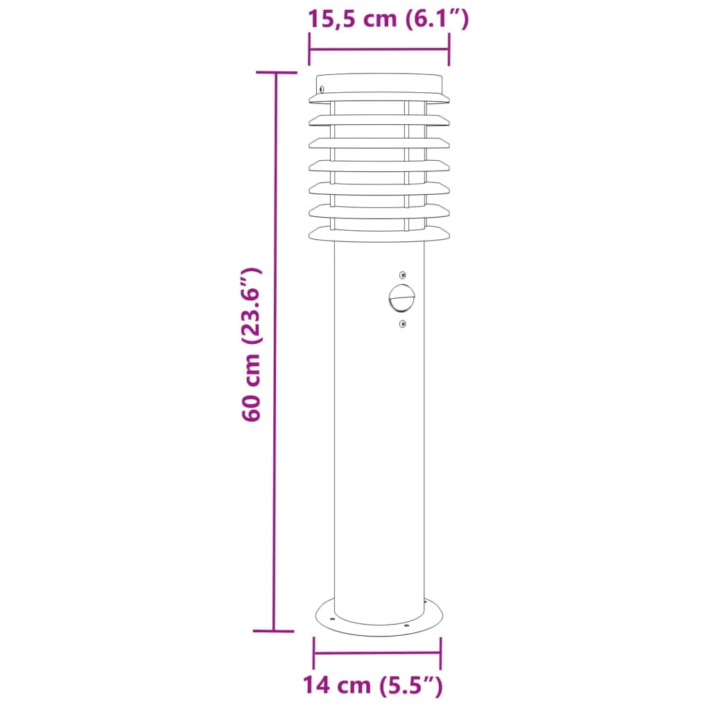 Lampada da terra per esterno con sensore 60 cm acciaio inox nero 02_0042523