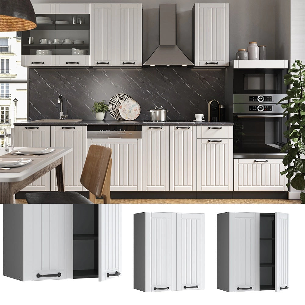 Pensile da cucina Fame-Line Bianco rustico/Antracite 60 cm Vicco