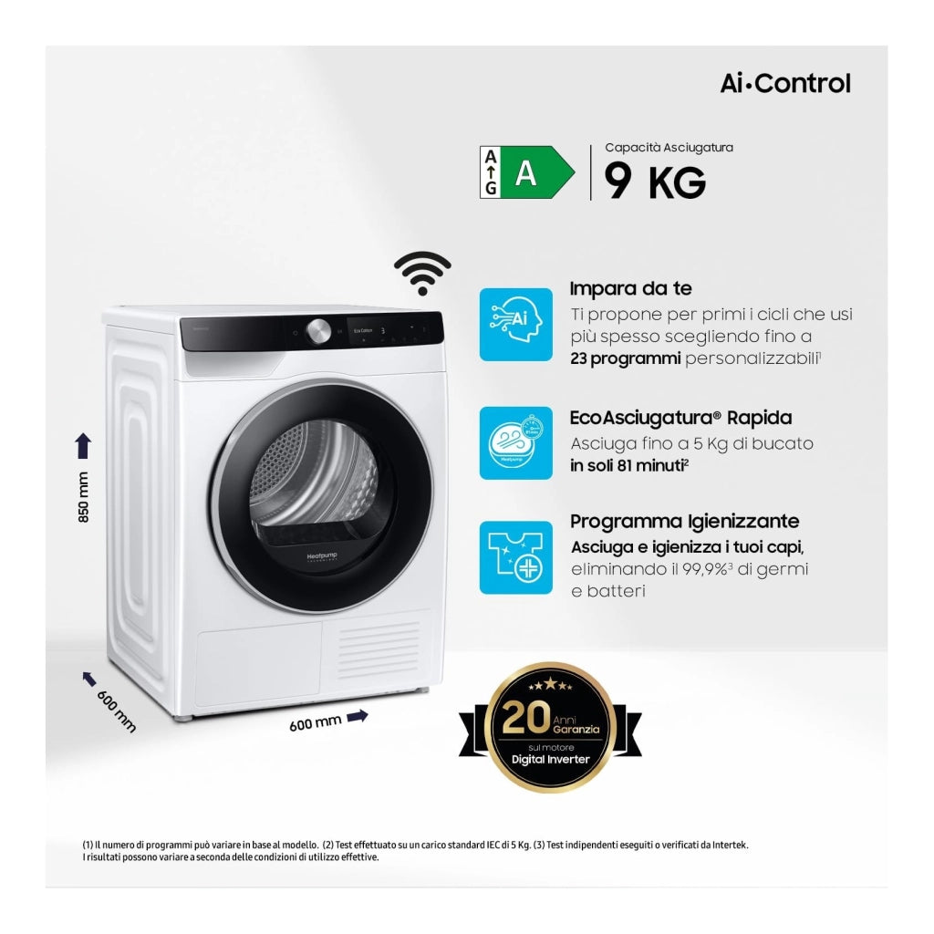 SAMSUNG DV90DG6845LKU3 ASCIUGATRICE 9KG WIFI CLASSE A