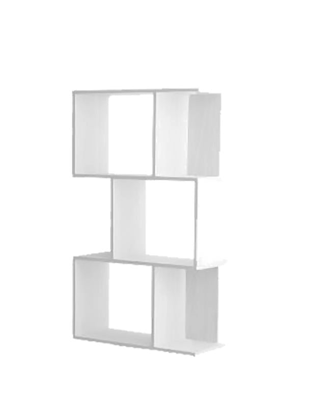 LIBRERIA CUBICA IN LEGNO BIANCO CON 3 RIPIANI SFALSATI DIMENSIONI  70X24X96 CM
