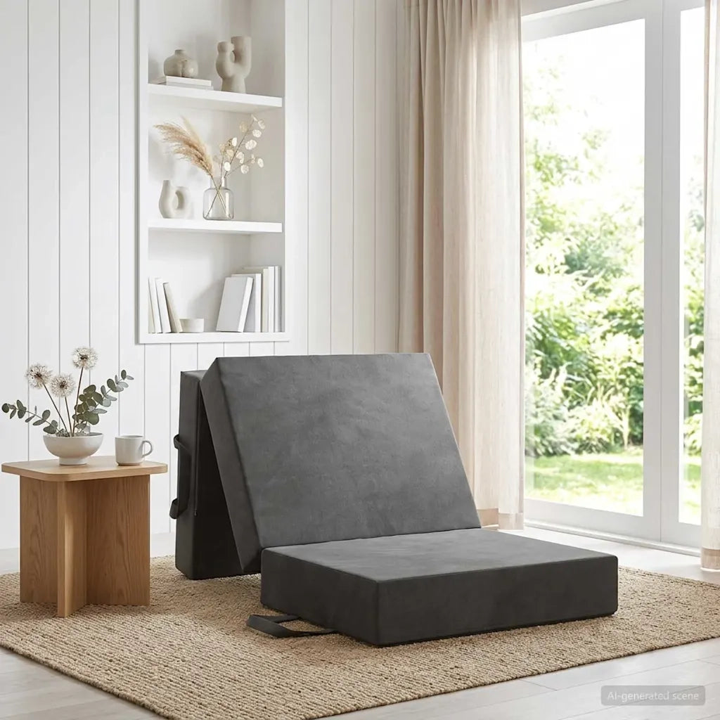 Divano Letto Pieghevole 75 x 63 x 45 cm Grigio Scuro 900144