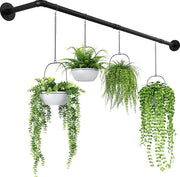 Supporto a parete per piante a forma di L per piante da interni, appoggio per piante da appendere per angolo, piattaforma per piante per finestra, fissaggio alla parete del soffitto, asta metallica nera fluttuante (pot)