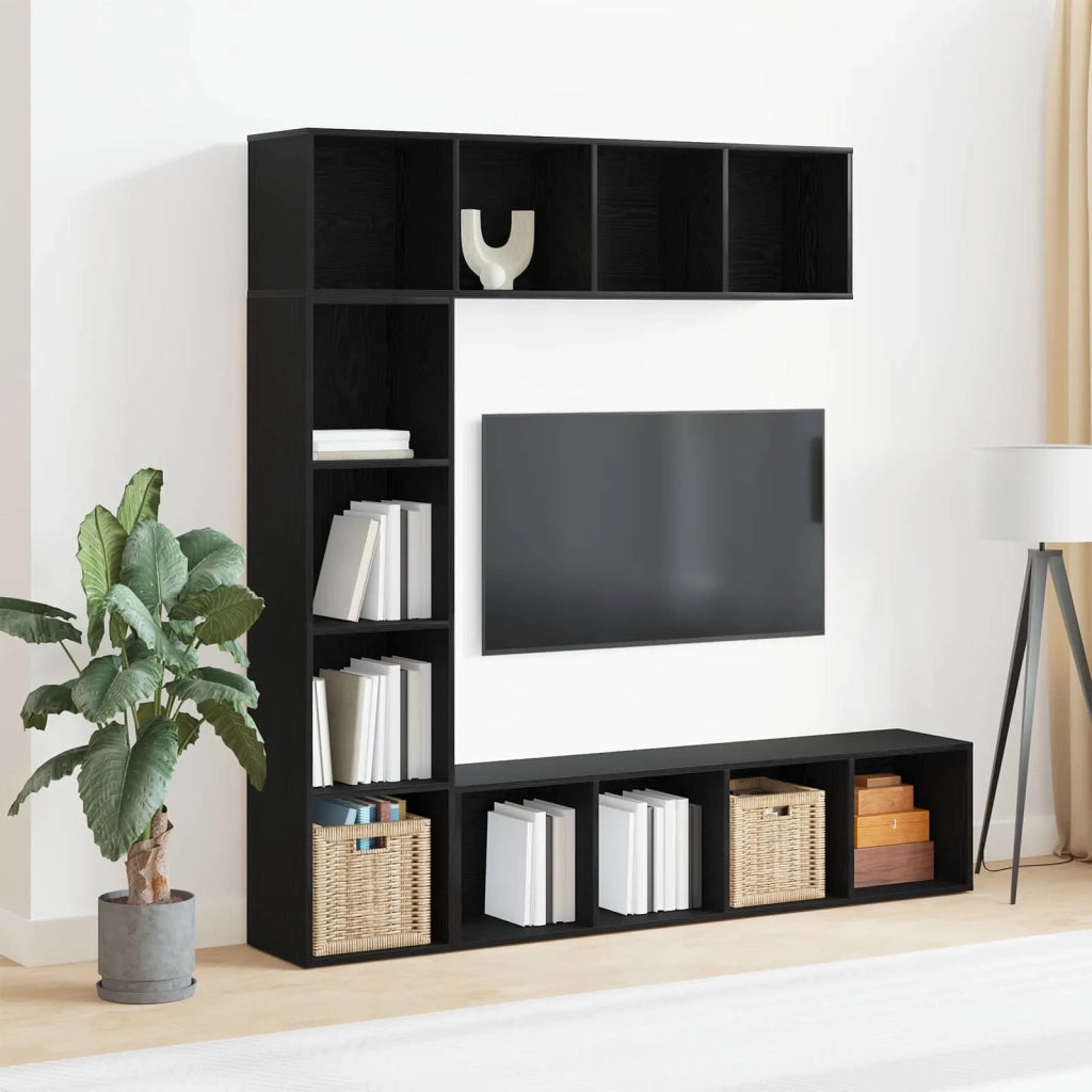 Libreria 3 pcs Rovere Nero 36 x 30 x 143 cm Legno multistrato 3333046