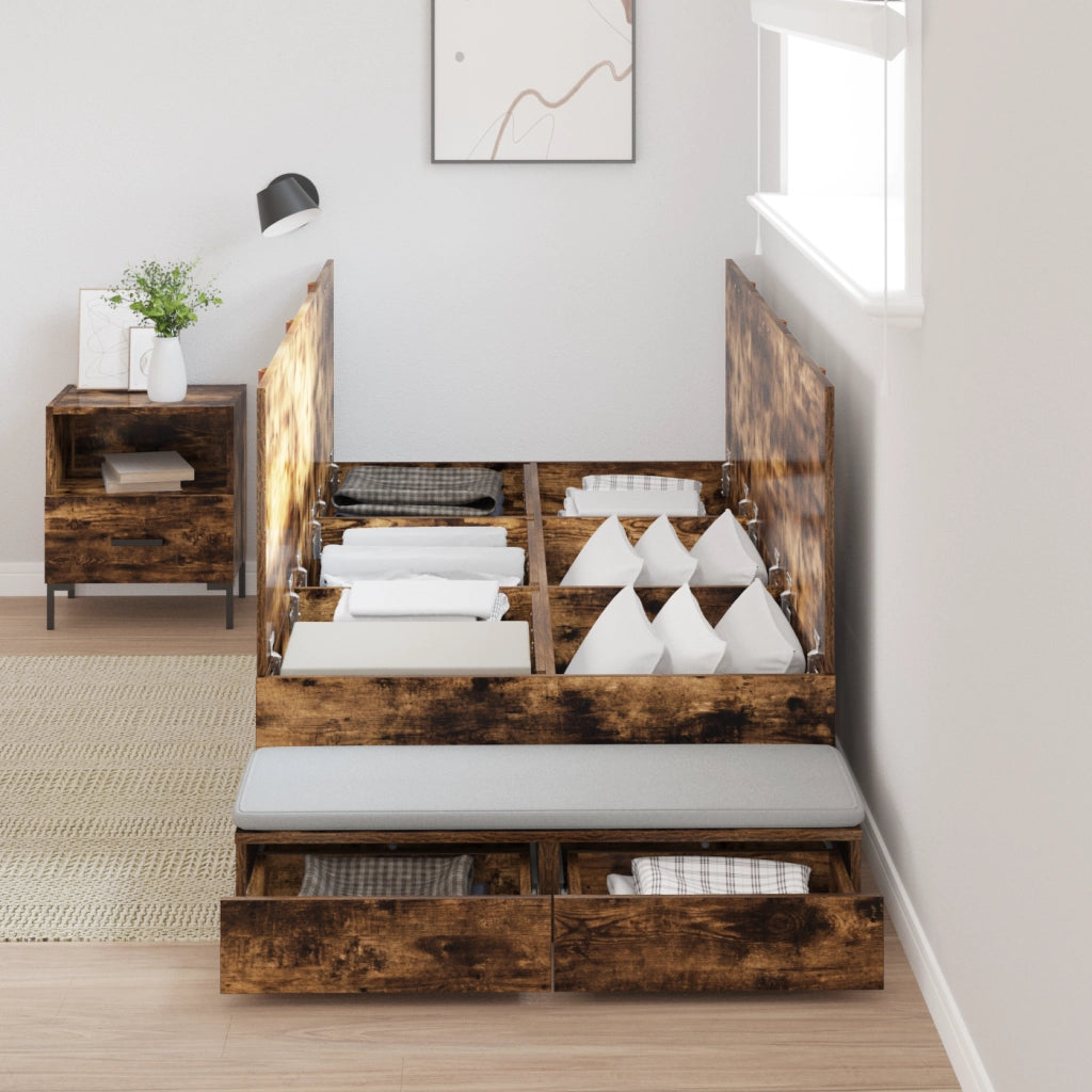 Struttura letto contenitore Quercia affumicata 100x200 cm