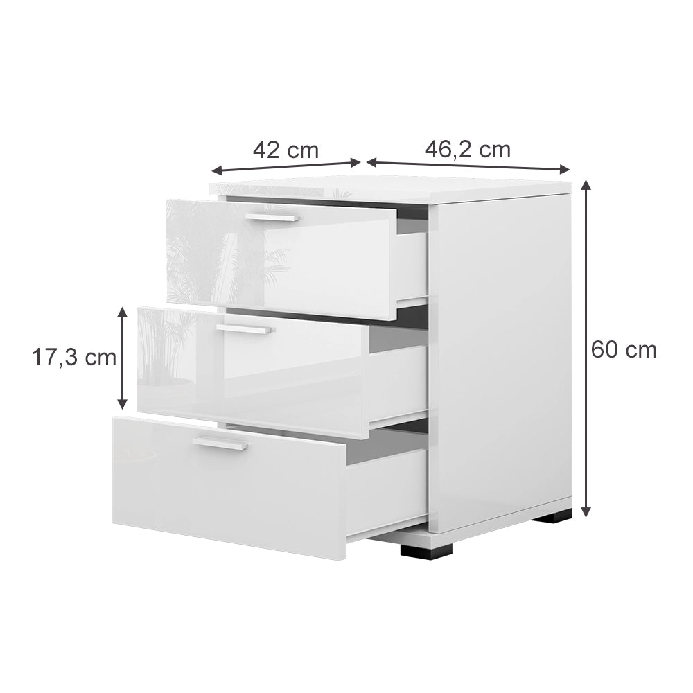 Vicco Comodino camera da letto Bianco lucido 46.2 x 60 cm