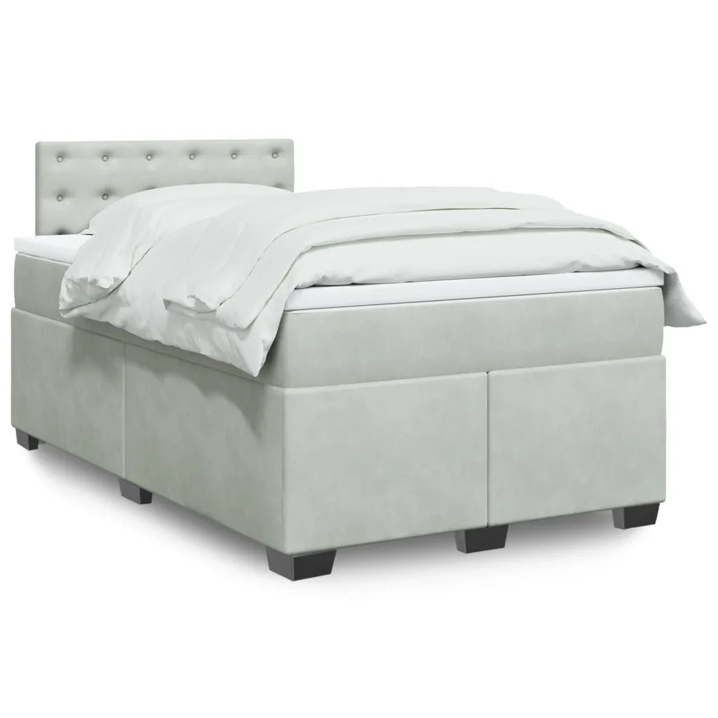 Giroletto a Molle con Materasso Grigio Chiaro 120x200cm Velluto 3288594