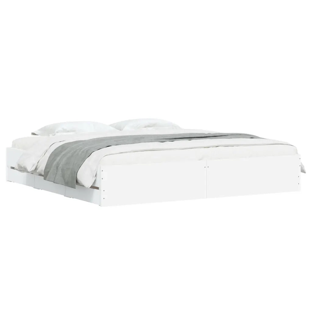 Giroletto con Cassetti-Struttura Letto con contenitore Bianco 160x200 cm in Legno Multistrato 881977