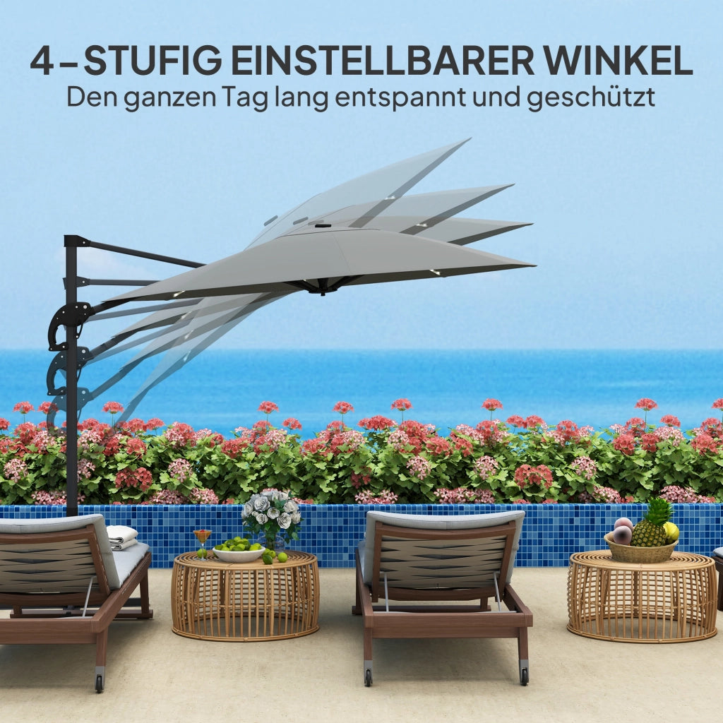 Ombrellone da giardino LED solare ¨C zephmum ¨C 300 cm regolabile in altezza grigio antracite
