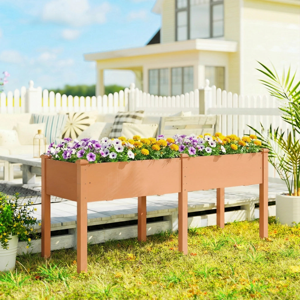 Orto Urbano Rialzato ¨C Xylo ¨C Legno Marrone 184x59x76.5cm 6 Fori Drenaggio