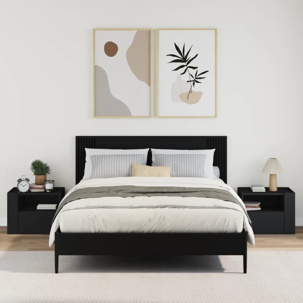 vidaXL Comodini a Muro 2 pz Nero 45x30x35 cm