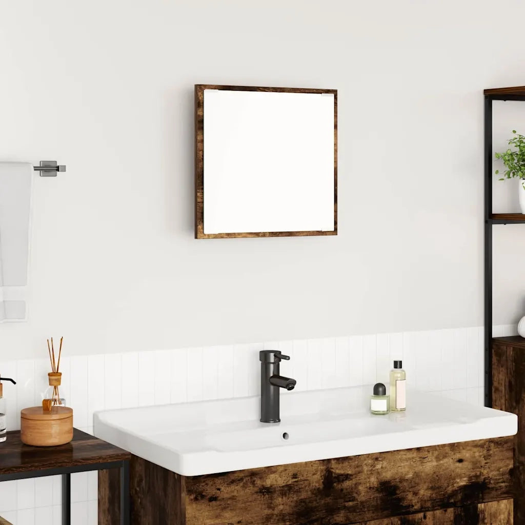 Specchio da Bagno LED-Specchio decorativo con LED con specchio Rovere fum¨¦ 40 x 37 x 8.5 cm