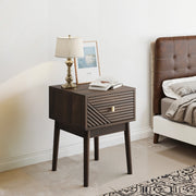Comodino moderno con 2 cassetti 40x40x55 cm in MDF e truciolare color noce