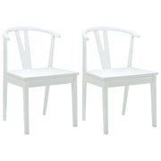 Sedia da pranzo 2 pz | Sedie da cucina Bianco e Bianco Legno di gomma solido