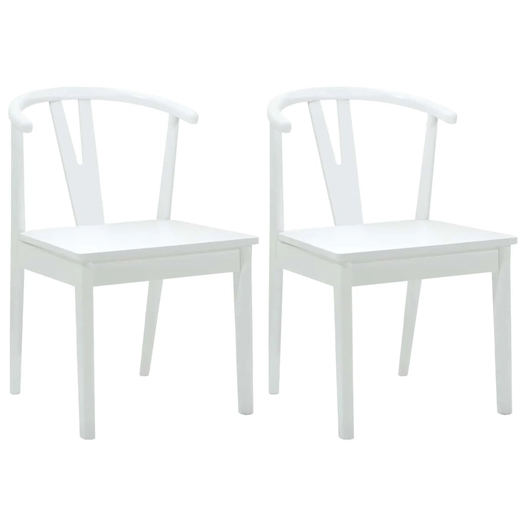 Sedia da pranzo 2 pz | Sedie da cucina Bianco e Bianco Legno di gomma solido