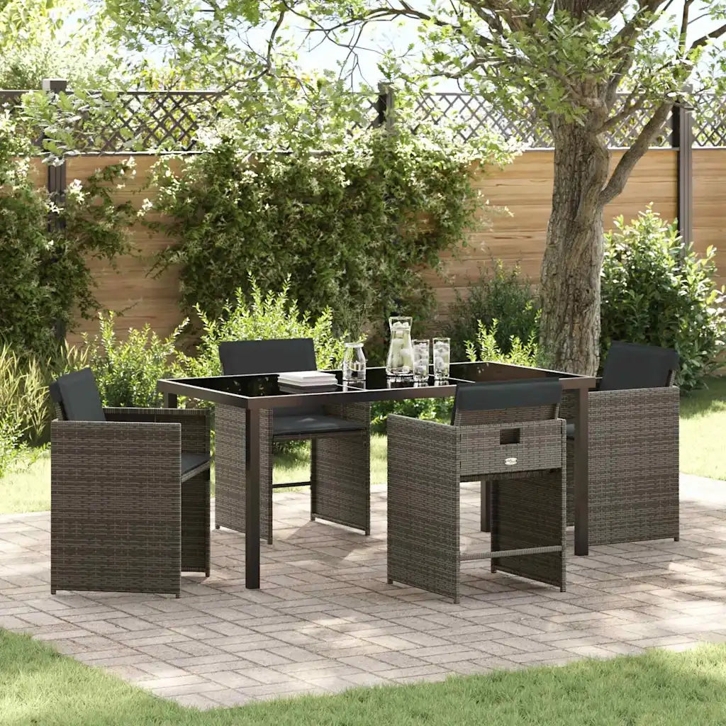 Set da Pranzo per Giardino 5 pcs Grigio polyrattan 3380695