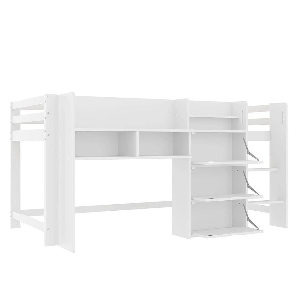 Letto mezzano - Xylo - 90x200 cm a casetta bianco