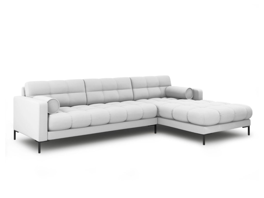 Cosmopolitan Design - Divano angolare destro "Bali" 5 posti in tessuto strutturato grigio chiaro 