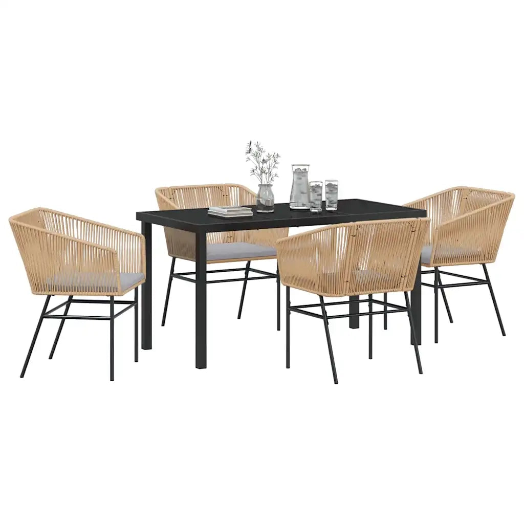 Set da Pranzo per Giardino con cuscino 5 pcs Marrone 3380927
